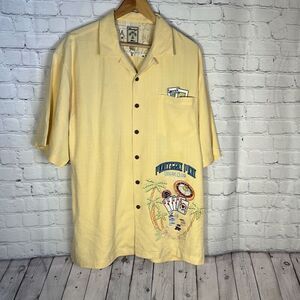 Montego Mon Ocean Club Casino Poker 100% Silk Shirt Hawaiian Beach Camp Size L